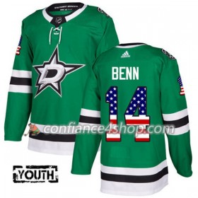 Adidas Maillot de Hockey Dallas Stars Jamie Benn 14 2017-2018 Kelly Vert USA Flag Fashion Authentic - Enfant